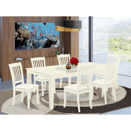 East West Furniture 7 Piece Logan Dinette Set - Linen White LGDA7-LWH-C